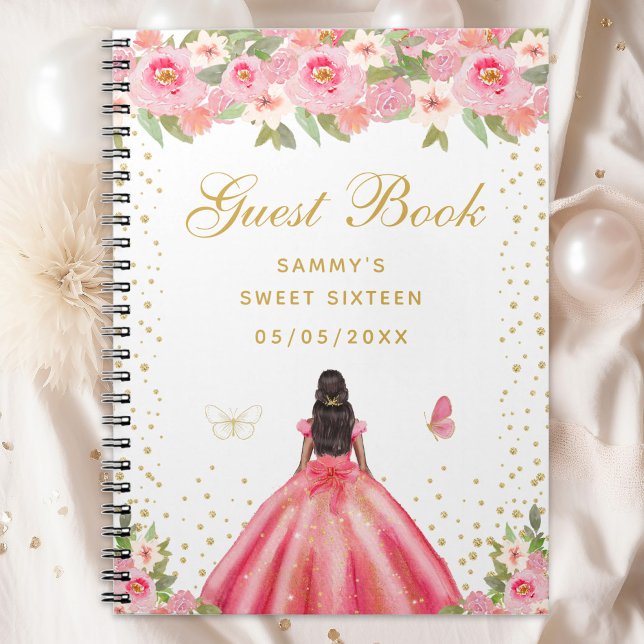Carnet Peau rose florale foncée princesse Sweet sixteen (Créateur téléchargé)