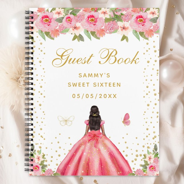 Carnet Peau rose florale foncée princesse Sweet sixteen (Créateur téléchargé)
