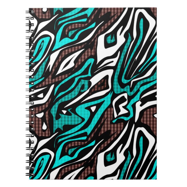 Carnet Peau zèbre abstrait sans couture cuir bleu moderne (Devant)