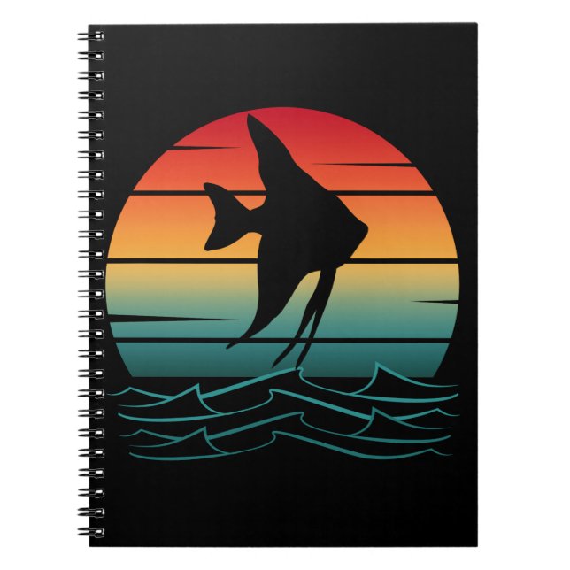 Carnet Pêche au coucher du soleil Poisson vintage (Devant)