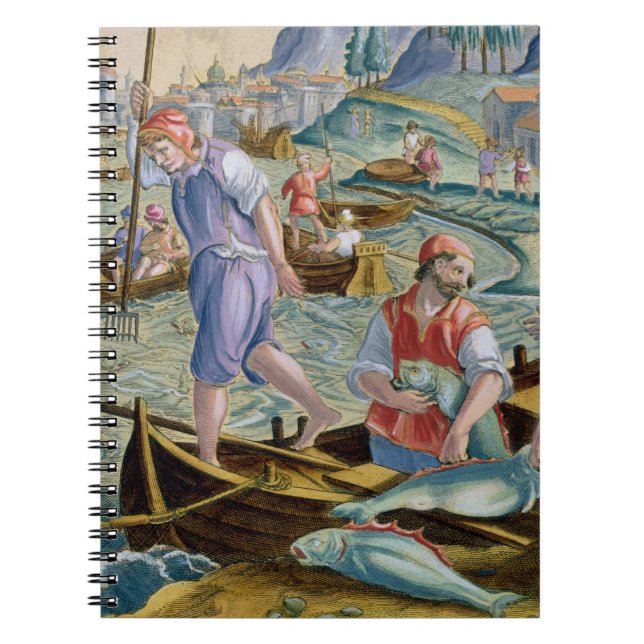 Carnet Pêche avec des filets et des tridents dans la baie (Devant)