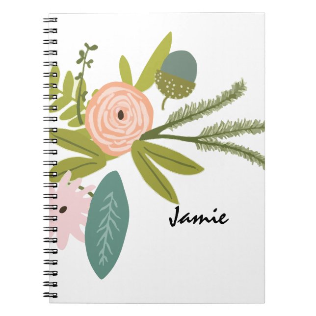 Carnet Pêche vert rose Flore et faune (Devant)