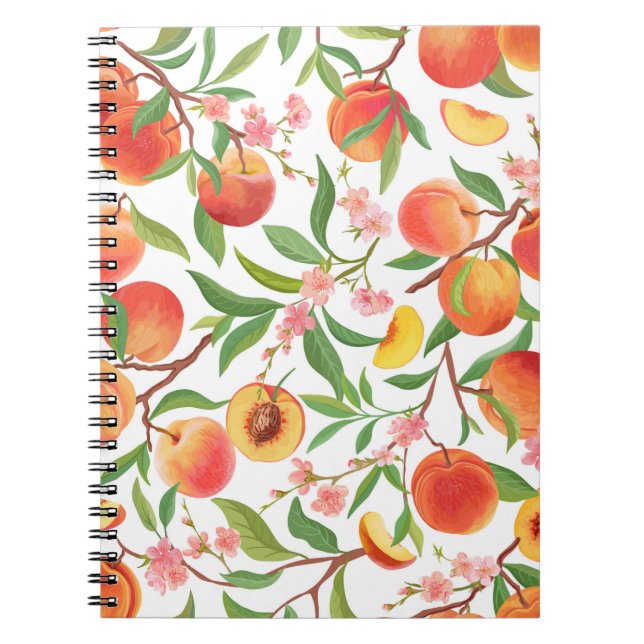 Carnet Pêcher le Motif Vintage de fruits tropicaux. (Devant)