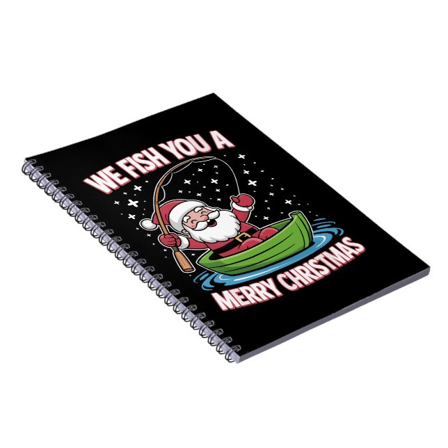 Carnet Pêcheur de Noël Pêche Funny Cool Père Noël (Côté Droit)