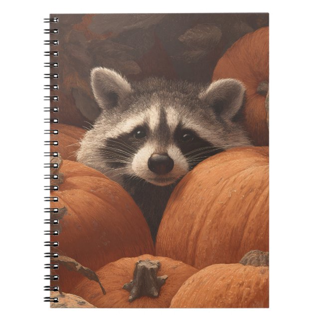 Carnet Peekaboo Raccoon Citrouille Patch Art (Devant)