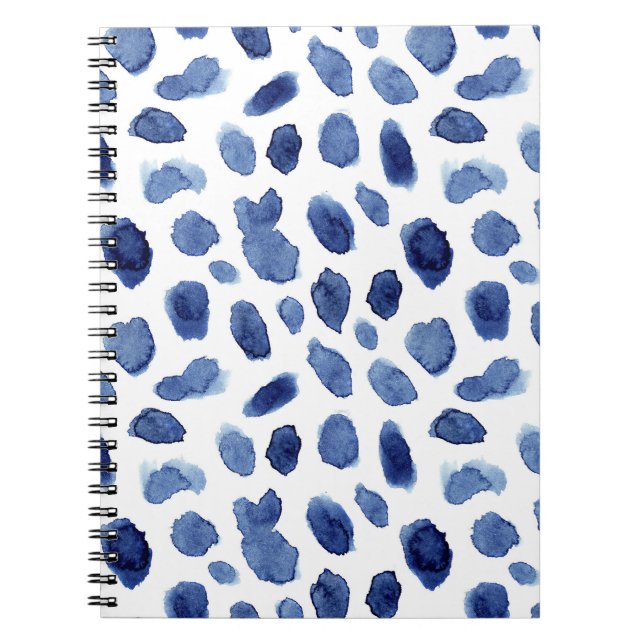 Carnet Peint À La Main, Aquarelle Bleue Taches. (Devant)