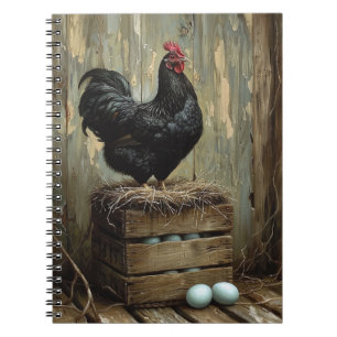 Carnet Peinture à l'américaine d'une poule noire