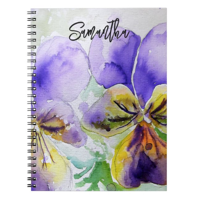 Carnet Peinture à l'aquarelle de viola violette pensée (Devant)