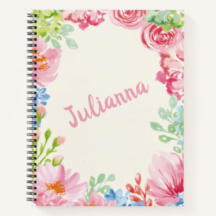 Carnet Peinture à l'aquarelle florale élégante personn