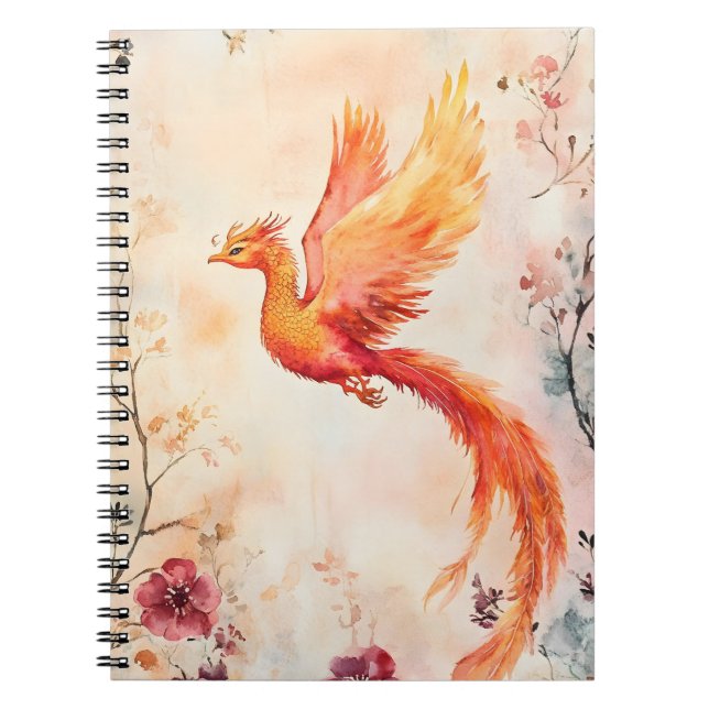 Carnet peinture à l'aquarelle représentant un phénix myth (Devant)