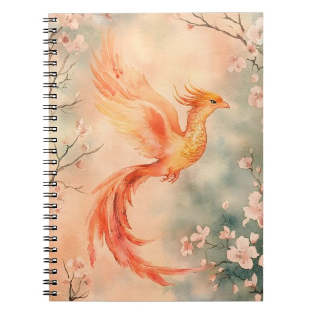 Carnet peinture à l'aquarelle représentant un phénix myth (Devant)