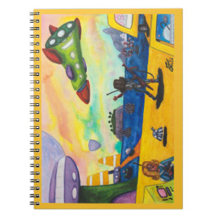 Carnet Peinture à l'aquarelle Vaisseau spatial Planète Aé