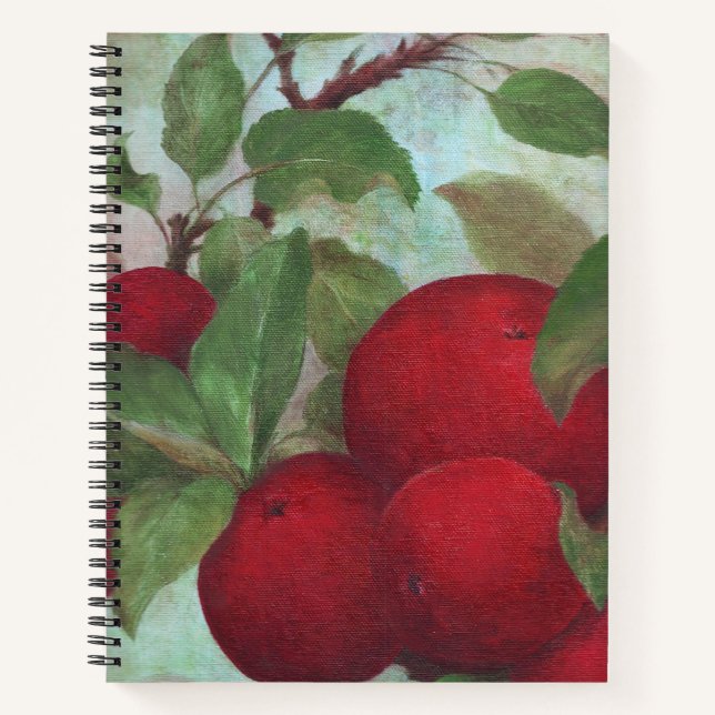Carnet Peinture à l'huile de pomme rouge sur vert (Devant)