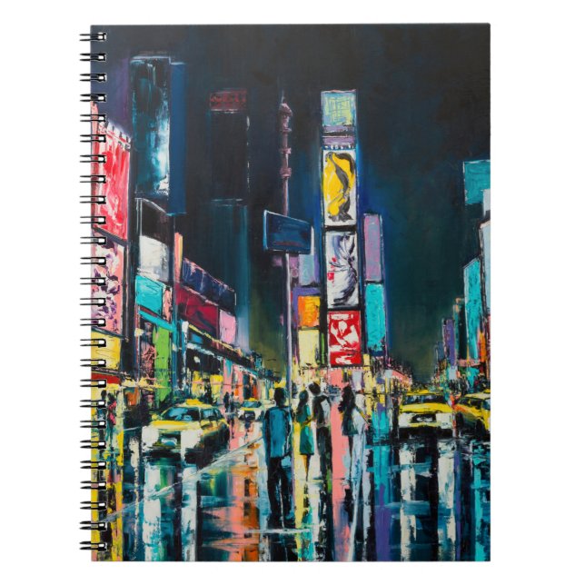 Carnet Peinture à l'huile "New York", vue nocturne de New (Devant)