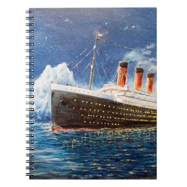 Carnet peinture à l'huile sur Titanic et iceberg dans l'o (Devant)