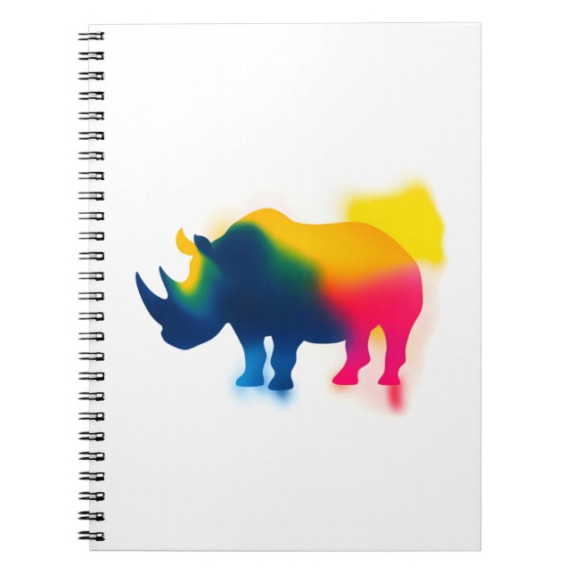 Carnet Peinture à Spray colorée Rhinoceros Silhouette (Devant)