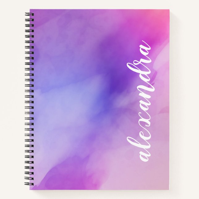Carnet Peinture Abstraite à l'encre rose et violet (Devant)
