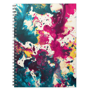 Carnet Peinture Abstraite colorée Turquoise et magenta