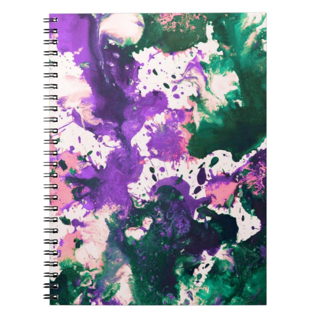 Carnet Peinture Abstraite couleur vert et pourpre (Devant)