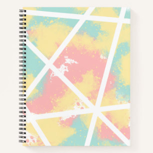 Carnet Peinture Abstraite rose, jaune, bleu avec lignes b