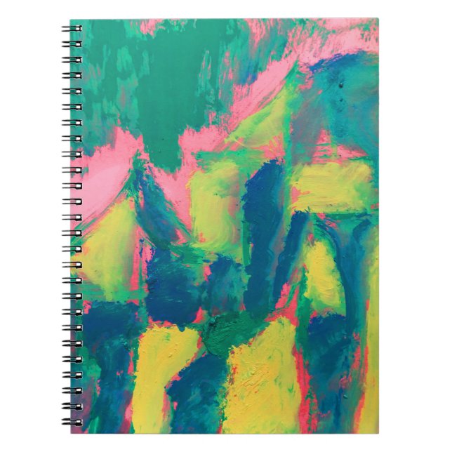 Carnet Peinture Abstraite verte et rose Art Abstrait Abst (Devant)
