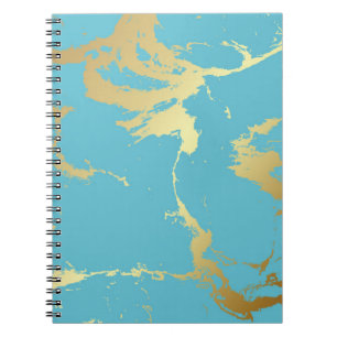 Carnet Peinture acrylique en marbre turquoise et or Bac A