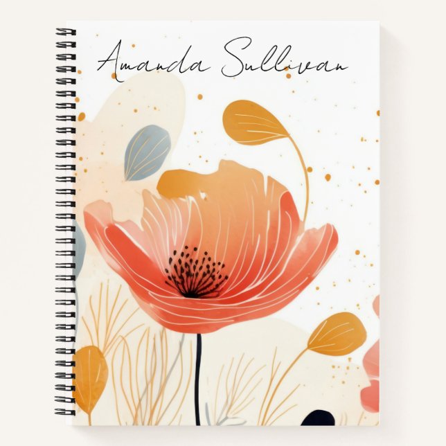 Carnet Peinture aquarelle coquelicot rouge (Devant)