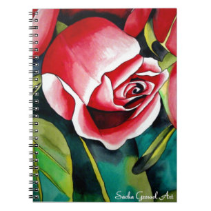 Carnet Peinture aquarelle d'art de bourgeon de rose rose