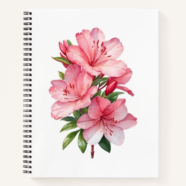 Carnet peinture aquarelle de fleur d'azalée (Devant)