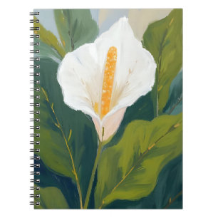 Carnet Peinture aquarelle de la fleur de lily de la paix