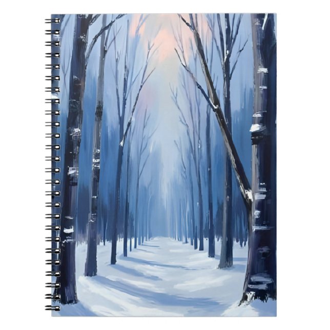 Carnet Peinture aquarelle de la forêt de pins en hiver (Devant)
