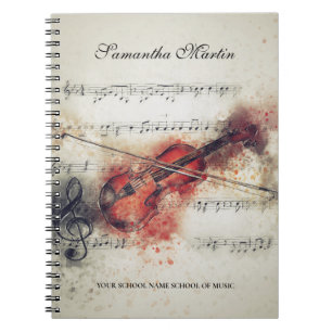 Carnet Peinture aquarelle de la musique violon