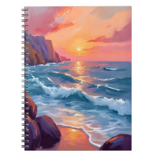 Carnet Peinture aquarelle de la plage aux vagues de l'océ