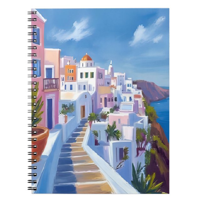 Carnet Peinture aquarelle de Santorin Grèce Voyage (Devant)