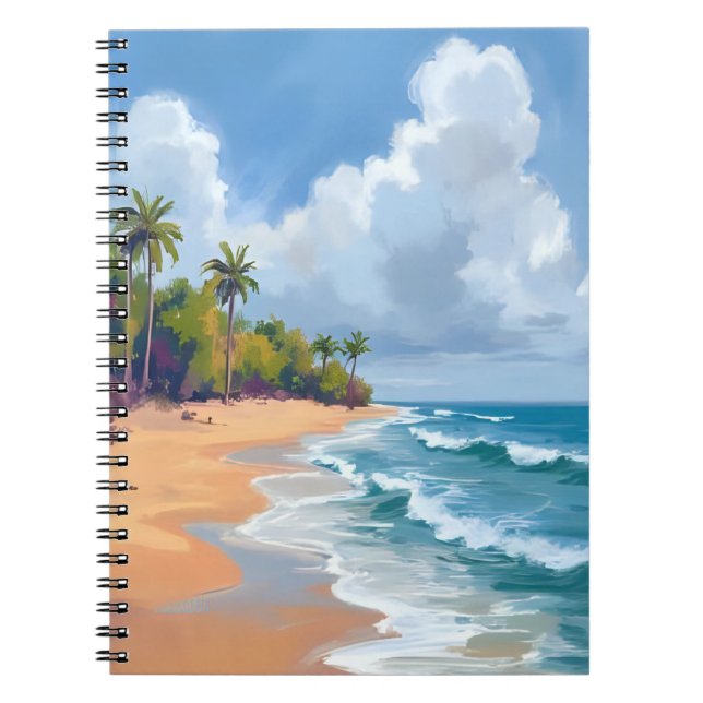 Carnet Peinture aquarelle du bord de l'océan à Hawaï (Devant)