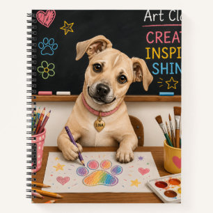 Carnet Peinture aquarelle d'un chien d'école mignon