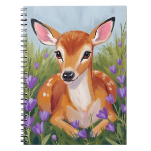 Carnet Peinture aquarelle d'un faon animal cerf nouveau-n