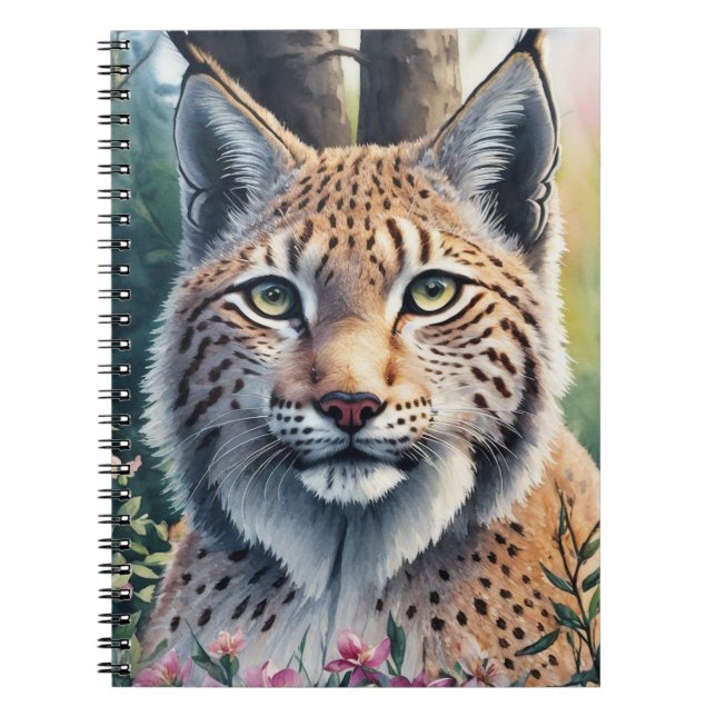 Carnet Peinture aquarelle Lynx Artwork floral (Devant)