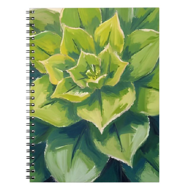 Carnet Peinture botanique de plante succulente verte (Devant)