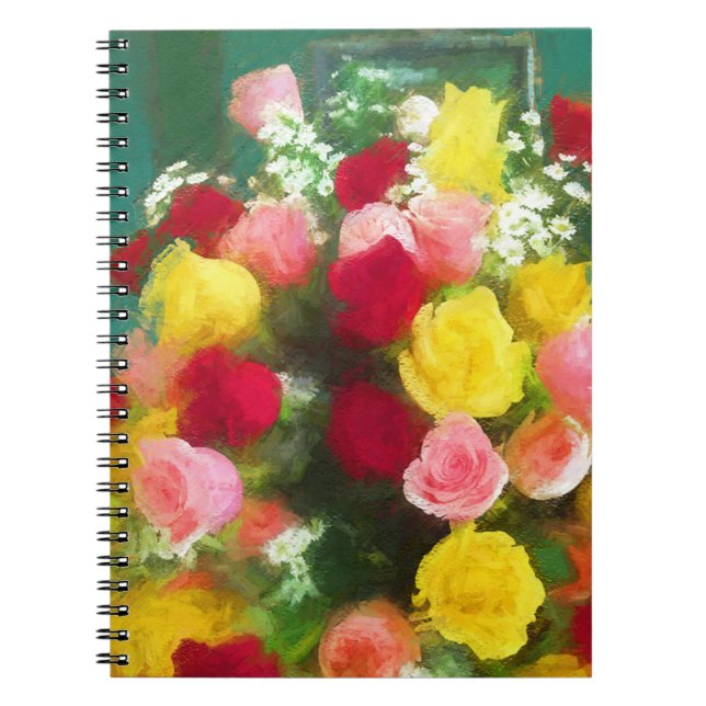 Carnet Peinture Bouquet Rose - Jolie Art Fleur Originale (Devant)