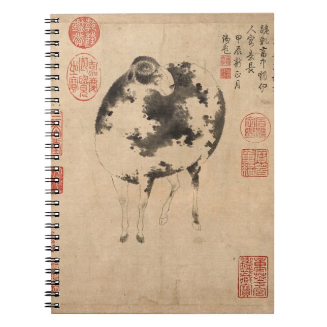 Carnet Peinture chinoise Chèvre bélière Année lunaire Zod (Devant)