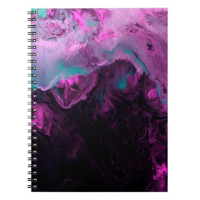 Carnet Peinture créative néon vert et violet, abstraite (Devant)