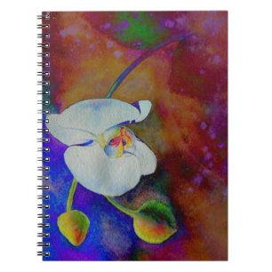Carnet Peinture d'aquarelle d'orchidée hawaïenne blanche