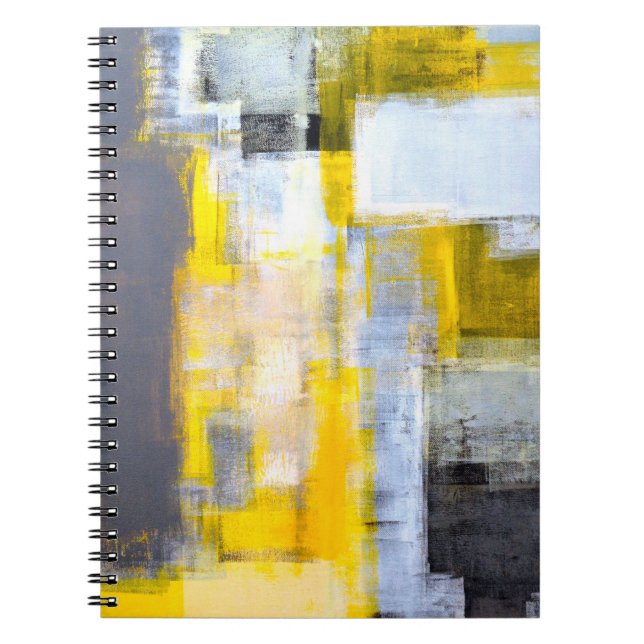 Carnet Peinture d'art Abstrait gris et jaune abstrait, ar (Devant)