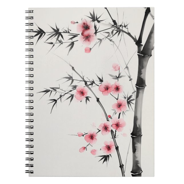 Carnet Peinture de bambou et de fleurs de cerisiers dans  (Devant)