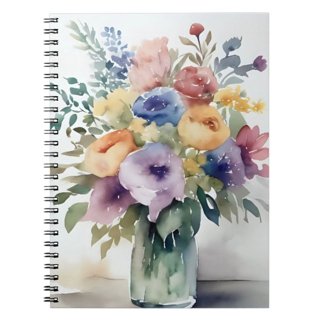 Carnet Peinture de bouquet floral à l'aquarelle (Devant)