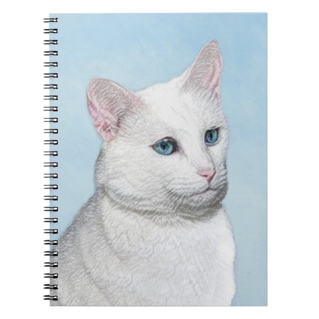Carnet Peinture de chat blanc - Cute Original Cat Art (Devant)