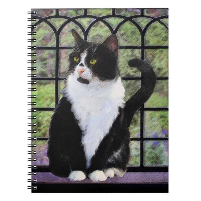 Carnet Peinture de chat de Tuxedo - Cute Original Cat Art (Devant)