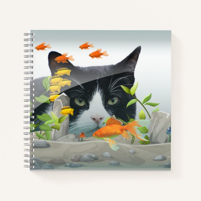 Carnet Peinture de chat personnalisée dans un réservoir d (Devant)