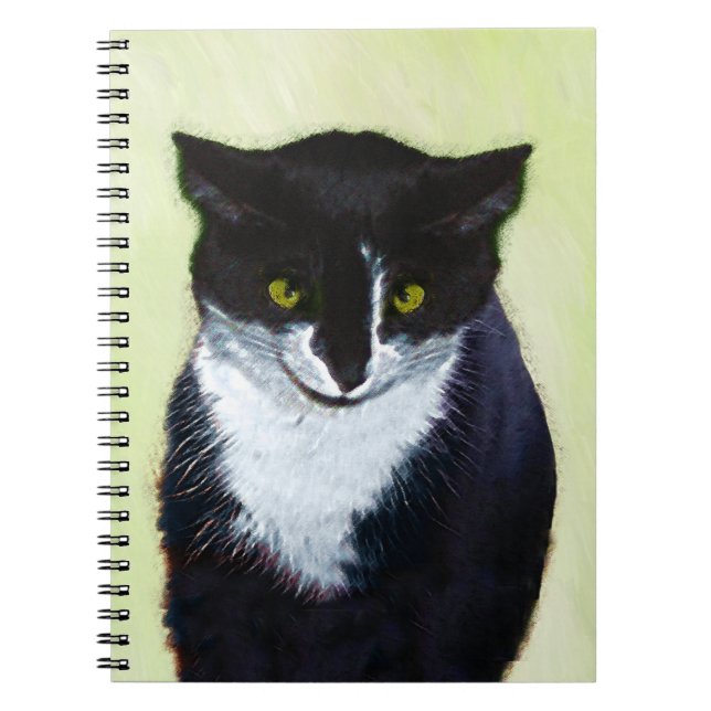 Carnet Peinture de chat Tuxedo - Cute Original Cat Art (Devant)